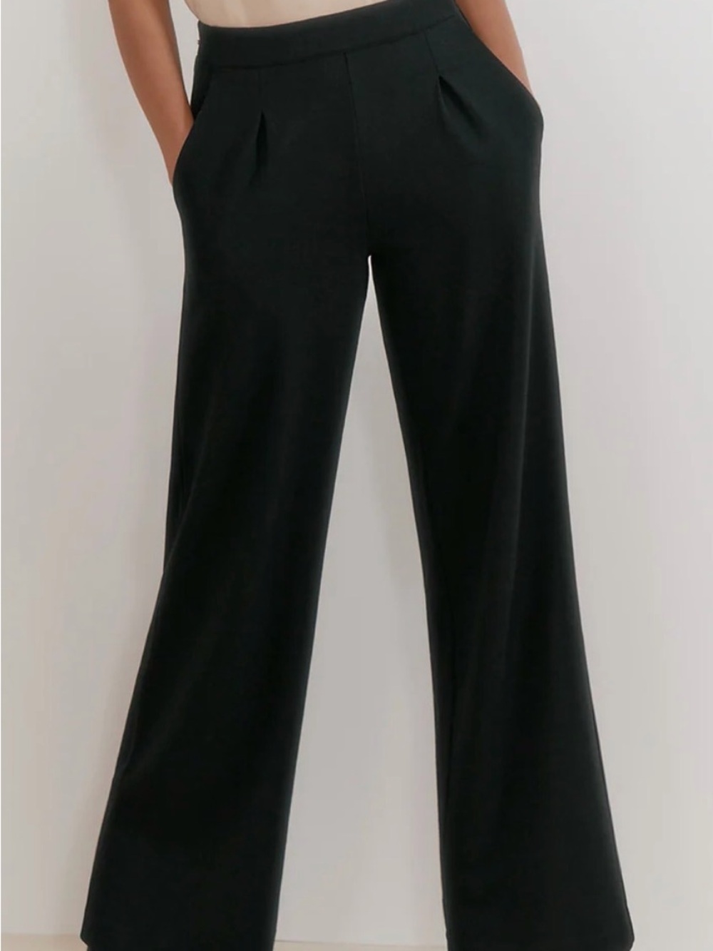 Cuyana Ponte Wide-Leg Pull-on Pants Black